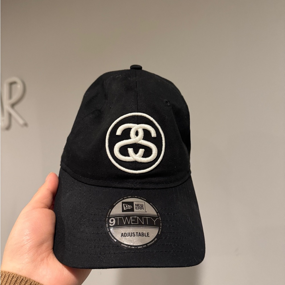 Stussy Black and White Snapback Hat